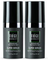 Tiege Hanley Super Serum bottle close-up showing quick absorption and hydration.