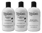 Tiffalina's Lotion oil-free bottle for fragrance-free skin care on oil-free plans