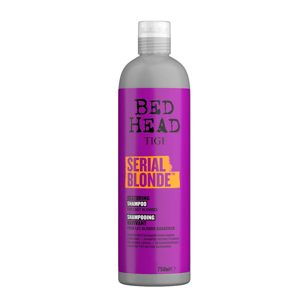 TIGI Serial Blond Restoring Shampoo bottle front view for blonde hair care