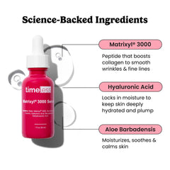 Timeless Skin Care Matrixyl 3000 serum dropper for precise, controlled application.