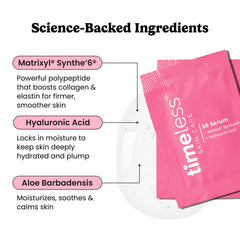 Timeless Matrixyl Synthe’6 Serum bottle with pump for easy, clean dispensing and protection