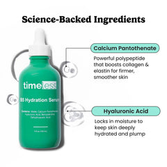 Timeless Skin Care Vitamin B5 Serum texture swatch shows a silky, non-greasy finish.
