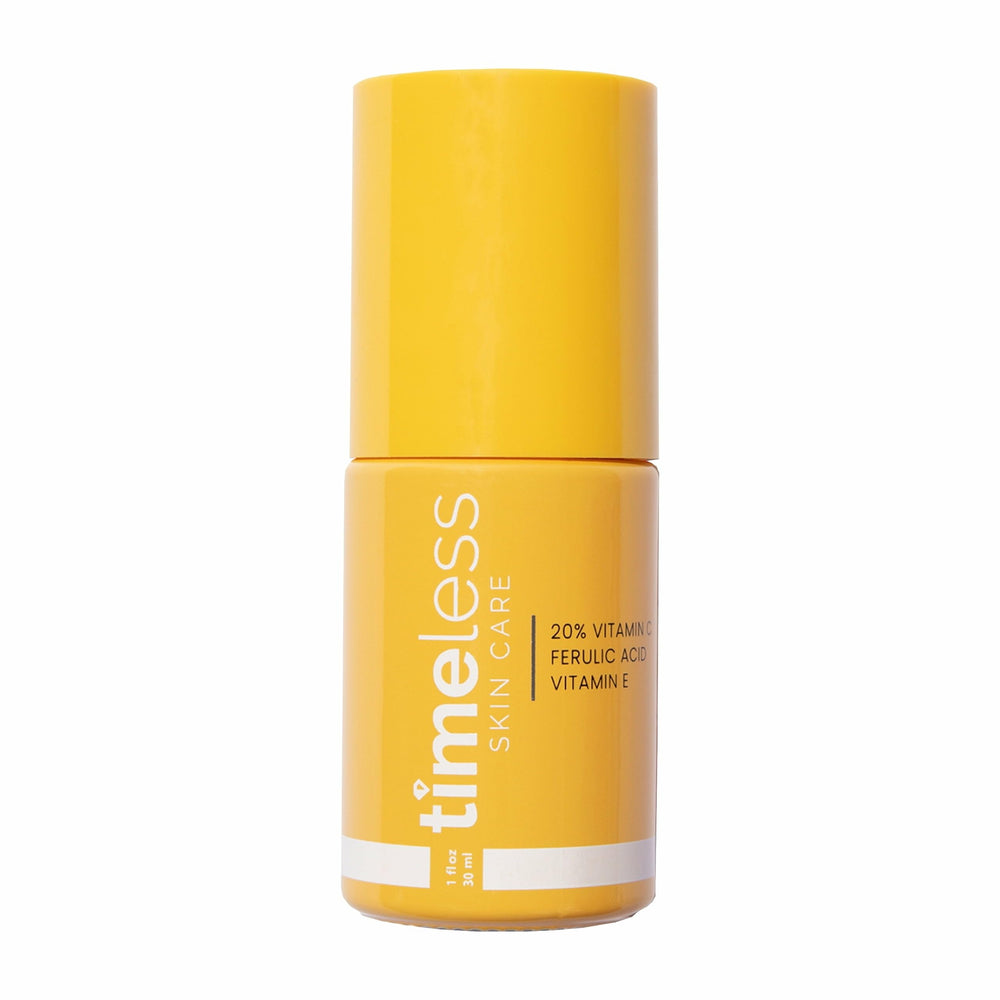 Timeless Skin Care vitamin C serum bottle front view for brightening skin.