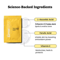Timeless Skin Care Vitamin C Serum single-use pouch ready for daily application.