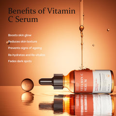 Droplet of Tinclen Vitamin C Serum poured from the dropper for brightening routine.