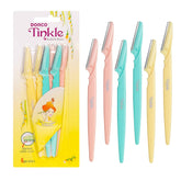 Tinkle Dermaplaning Tool 6ct action shot showing precise brow shaping for a refreshed look