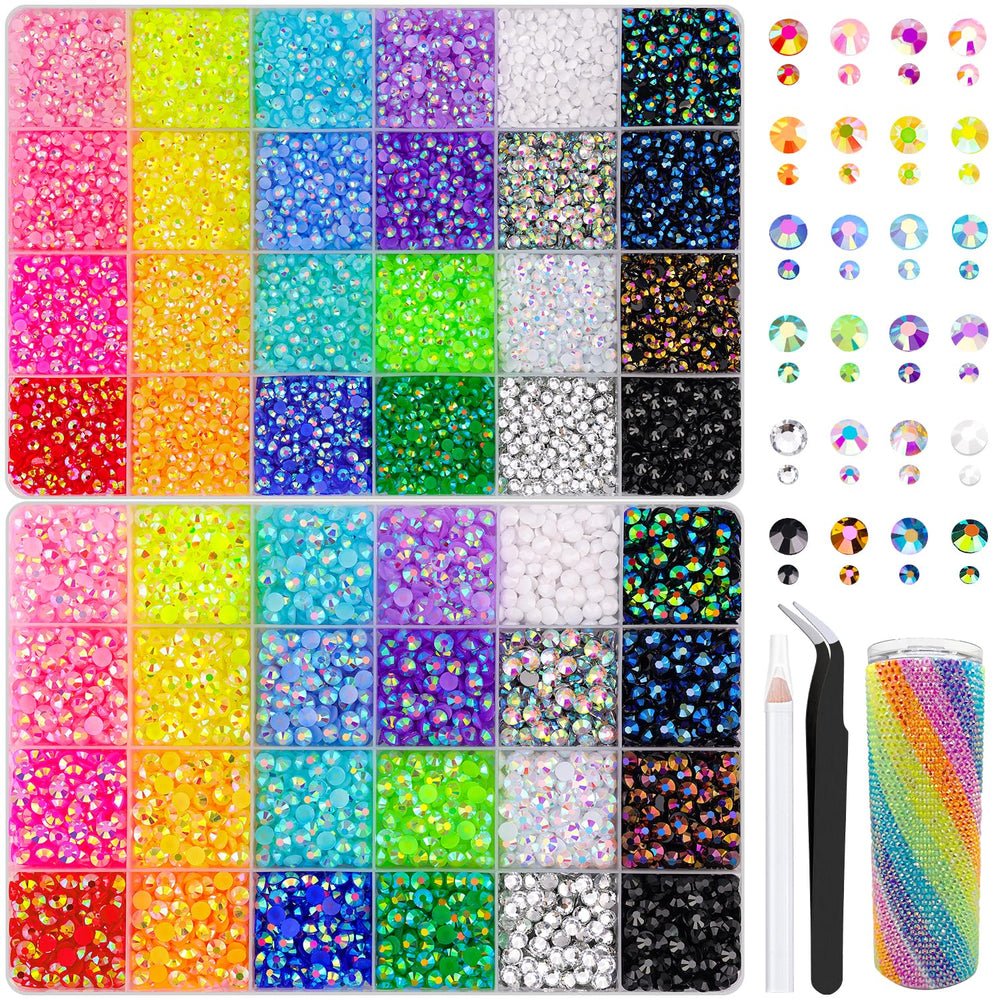 TINKRSTUFF two boxes of 3mm and 5mm rhinestones for versatile DIY crafts.