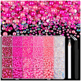 TINKRSTUFF 9000pcs flatback pearls and rhinestones box, ideal for versatile crafts and nails.