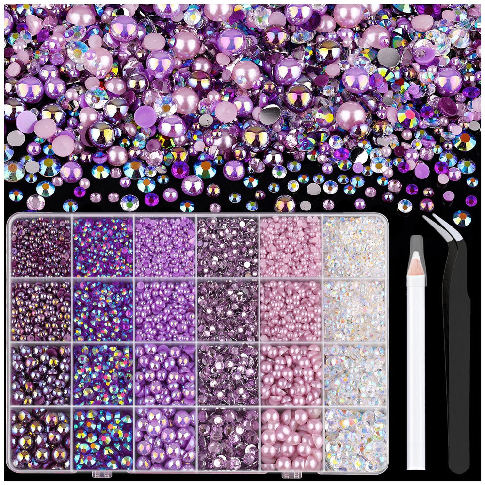 TINKRSTUFF 9000pcs flatback pearls and rhinestones kit for versatile decoration.