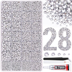 TINKRSTUFF box contents show 30,000 resin rhinestones for versatile bedazzling projects.