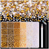 TINKRSTUFF flatback pearls and rhinestones kit displayed for versatile crafts and nail art