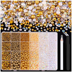 TINKRSTUFF flatback pearls and rhinestones kit displayed for versatile crafts and nail art