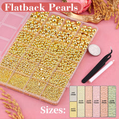 TINKRSTUFF gold flat-back pearls 3mm enhance nails and small embellishments.