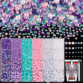 TINKRSTUFF kit box with flatback pearls and rhinestones for DIY decor and nails.