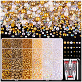 TINKRSTUFF mixed-size pearls and rhinestones ideal for nail art and crafts.