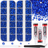 TINKRSTUFF royal blue 2mm flatback rhinestones on grid, ideal for DIY crafts.