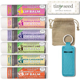 TINY SEED Lavender Coconut lip balm tube; soothing hydration for dry lips