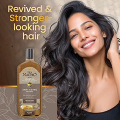 Tio Nacho royal jelly ingredient close-up highlights nourished hair fibers.