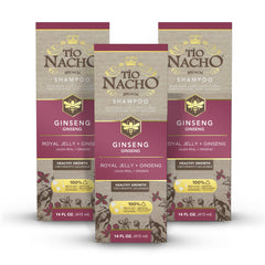 Tio Nacho ginseng shampoo bottle on shelf promotes hair growth.