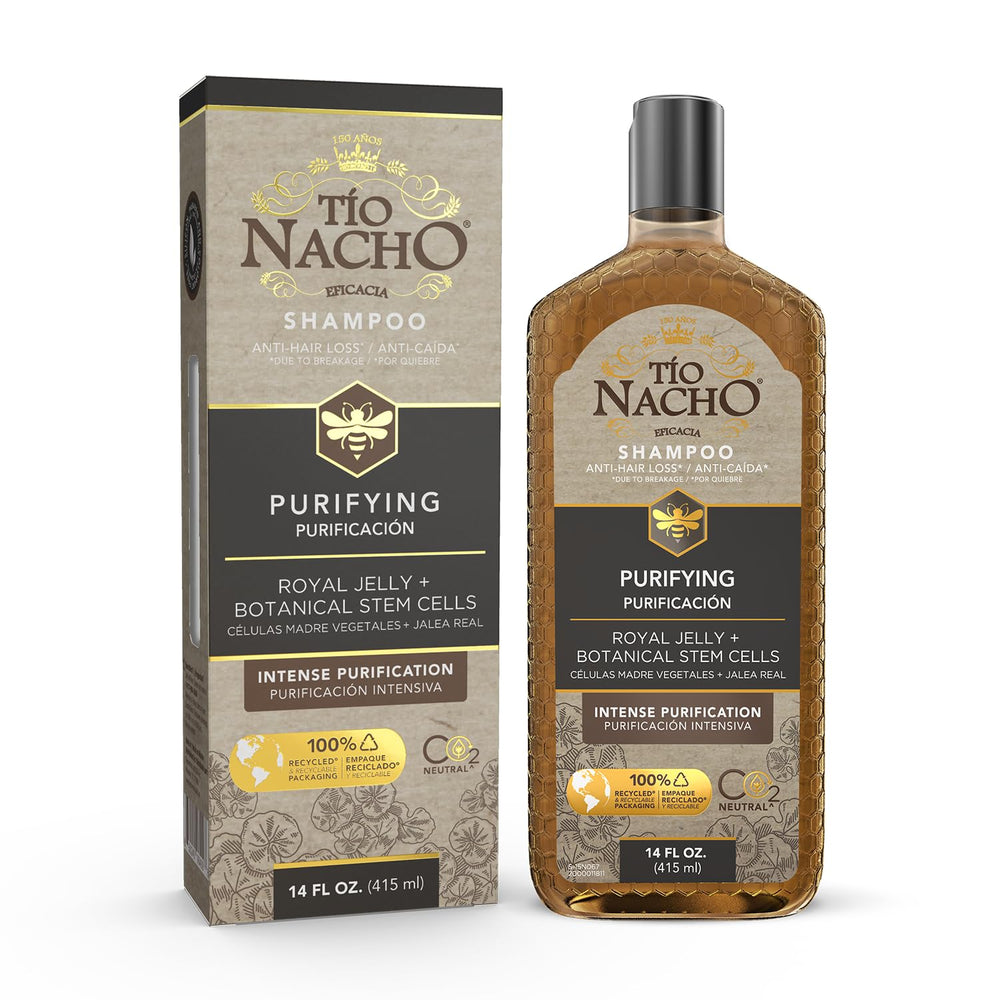 Tio Nacho Purifying Shampoo bottle displaying detoxifying formula for balanced scalp care