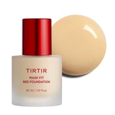 TIRTIR Mask Fit Red Foundation bottle closeup highlighting hydration and glow.