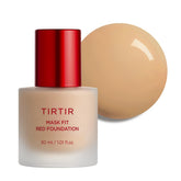 TIRTIR Mask Fit Red Foundation bottle shows hydrating satin finish.