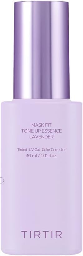 TIRTIR Mask Fit Tone Up Essence Lavendar bottle pump for lightweight hydration and glass skin prep