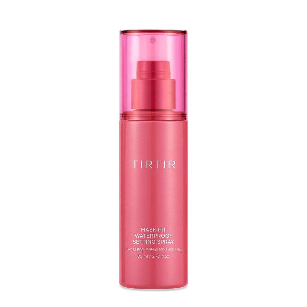 TIRTIR waterproof setting spray bottle shows lasting hold for all-day makeup.