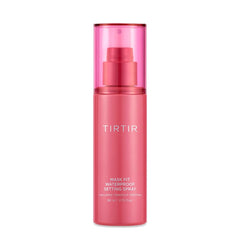 TIRTIR waterproof setting spray bottle shows lasting hold for all-day makeup.