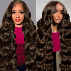 Tiwugi chocolate brown lace front wig 30 inch with natural front hairline.