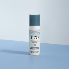 TIZO Eye Renewal SPF20 swatch showing silky, non-tinted texture for seamless makeup