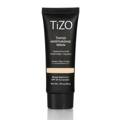 TIZO tinted moisturizing serum Light bottle shows sheer mineral coverage and SPF 30.