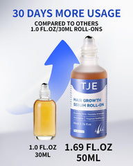TJE Hair Growth Serum Roll-On roller application targets thinning areas for focused care.