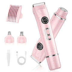 TJJFMM 4-in-1 bikini trimmer in pink — all-in-one grooming for arms, legs, and bikini.