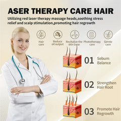 Tkcsoi Laser Comb on scalp during a treatment session.