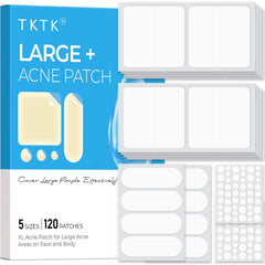 TKTK hydrocolloid square patch (45x45mm) covers large pimples on face and body.