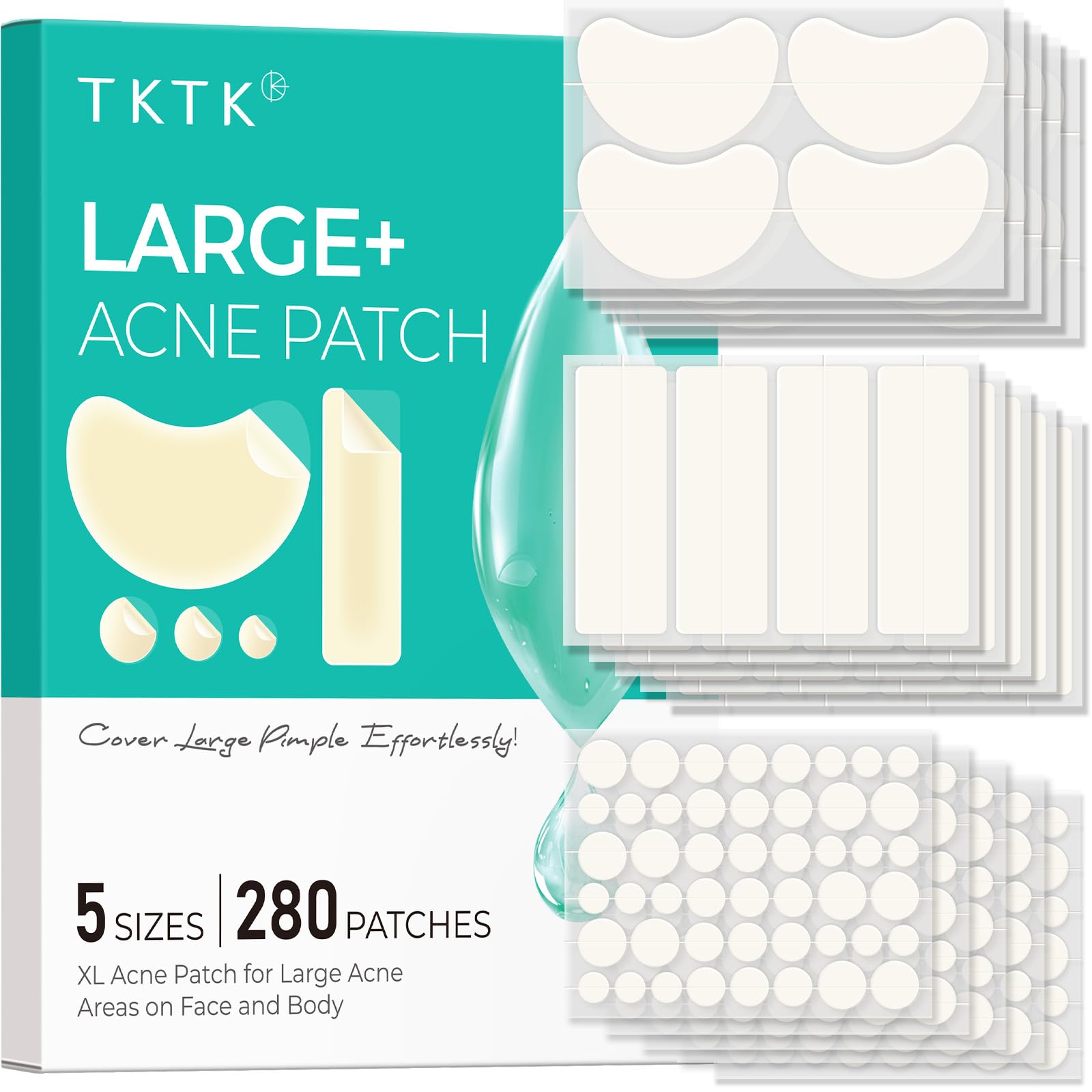 TKTK large hydrocolloid chin patch XL oval for targeted chin breakout coverage