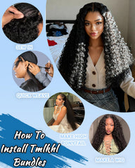 Tmlkhl water wave bundles 18inch weft density for voluminous styling.