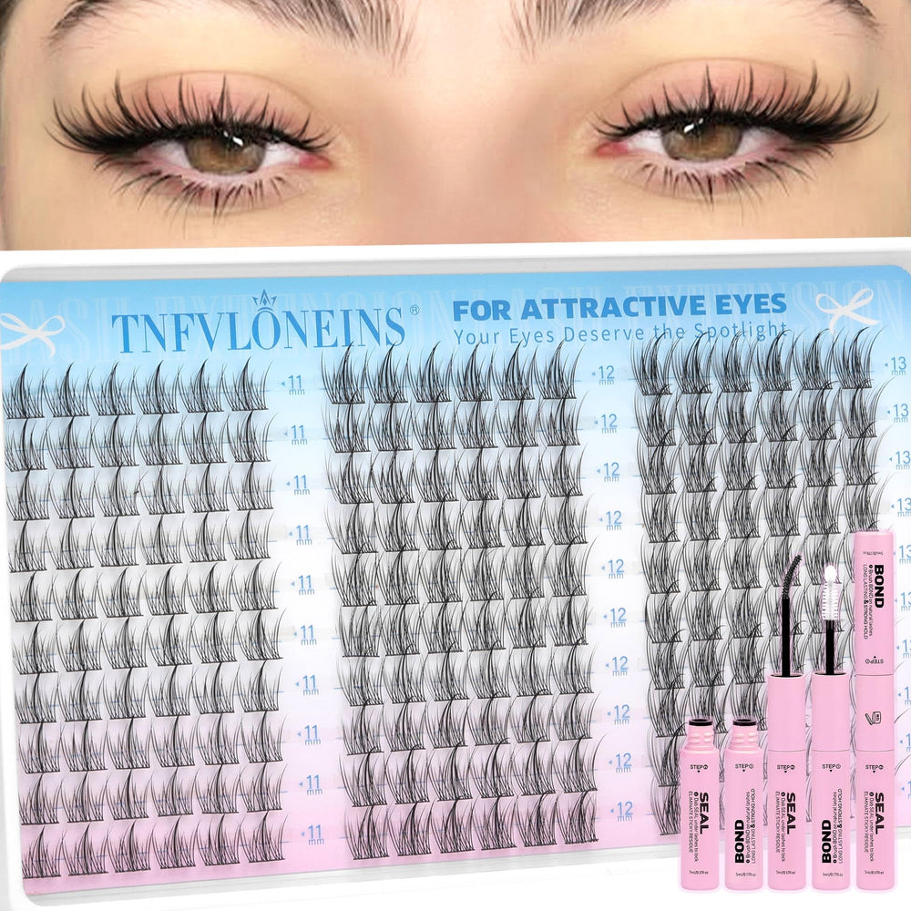 TNFVLONEINS wispy lash clusters 11-13mm front view for natural everyday wear.