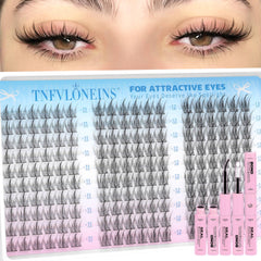 TNFVLONEINS wispy lash clusters 11-13mm front view for natural everyday wear.