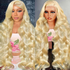 Tobeaper 613 lace front wig front view with natural blend and HD lace.