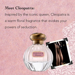 TOCCA Cleopatra bottle cap close-up, evokes premium elegance.