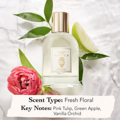 Tocca Giulietta green apple note adds crisp brightness to the fragrance.
