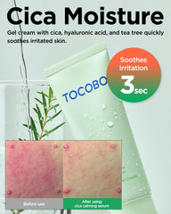 TOCOBO Cica Calming Gel Cream with hyaluronic acid for lasting moisture.
