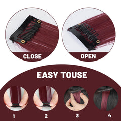 TOFAFA burgundy extensions in individual packaging prevent tangling and mess.