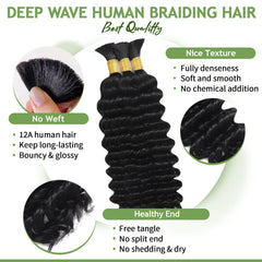 TOIJOI three-bundles-pack virgin Remy braiding hair for smooth knotless styles.