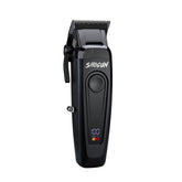 TOKOYA Shogun clipper with black titanium DLC blade for razor-sharp fades.