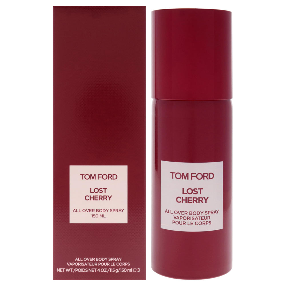Tom Ford Lost Cherry bottle on display, versatile all-over body spray for daily wear.