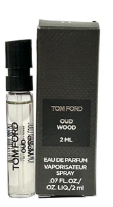 Tom Ford Oud Wood sample bottle, portable travel-size fragrance for on-the-go use
