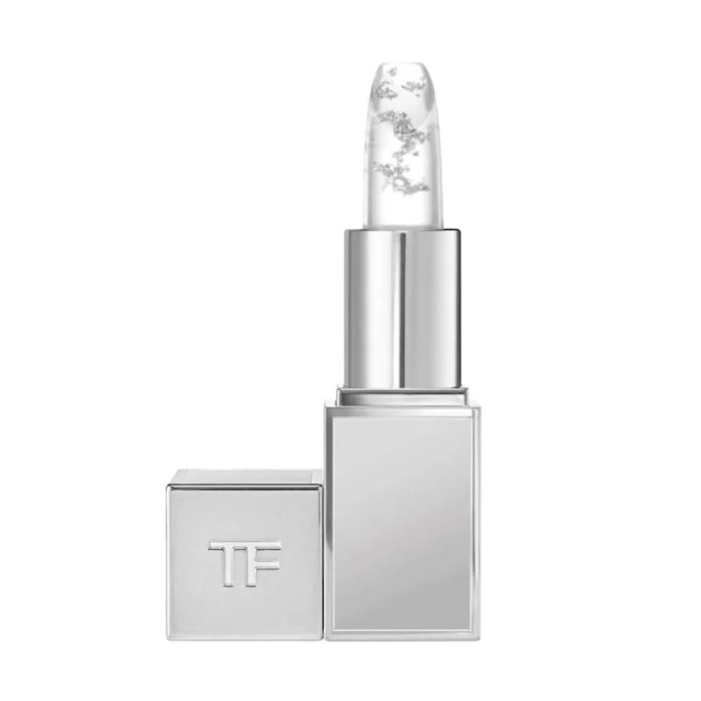Tom Ford Soleil Mini Lip Blush Neige close-up showing sheer pink tint.